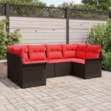  Vrtna sedežna garnitura z blazino 6 pcs Rjava poli ratan, (5000146637) | Shoptok.si