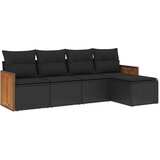  The Living Store Vrtna sedežna garnitura 5-delna z blazinami črn poli ratan - Vrtna Sedežna Garniture, (21453191) | Shoptok.si