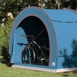 vidaXL Šotor za shranjevanje koles s streho Modra 256 x 222 x 182 cm | Shoptok.si