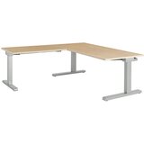 mauser Pisalna miza, s priključkom, ŠxG 1600 x 800 mm, kotni element na levi strani (širina 1000 mm), plošča imitacija javorja, ogrodje aluminijasto s | Shoptok.si