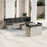  10-dijelni set vrtnih sofa poliratan s jastucima svijetlosivi | shoptok.hr