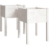  Vrtne sadilice 2 kom bijele 50 x 50 x 70 cm od masivne borovine | shoptok.hr