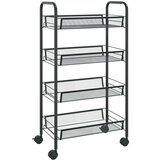 vidaXL 4-nadstropni kuhinjski voziček črn 46x26x85 cm železo | Shoptok.si