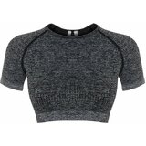 Trendyol Anthracite Crop Seamless/Seamless Crew Neck Knitted Sports Top/Blouse cene