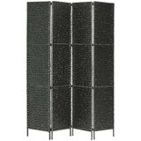 vidaXL Sobna pregrada s 4 panela crna 154 x 160 cm od vodenog zumbula | shoptok.hr