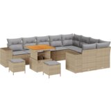  12-dijelni vrtni kauč set s jastucima Bež Poli Ratan Akacija | shoptok.hr