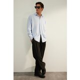 Trendyol Limited Edition Blue Men's Oversize Fit Striped Crinkle Shirt. | shoptok.hr
