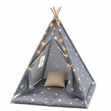 Ginger Home Dečiji pamučni šator little stars, sivi sa zvezdama, 100% pamuk, sa mekom podlogom za punjenjem, jastukom i led svetlima ( JW | Eponuda.com