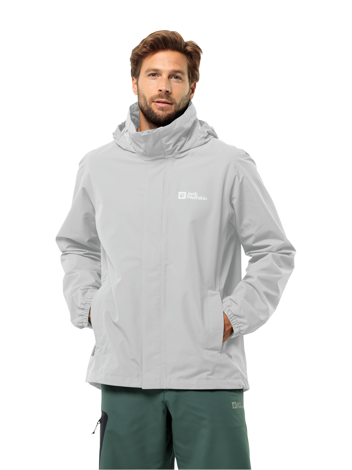 Jack Wolfskin Zunanja jakna 'STORMY POINT' svetlo siva / bela | Shoptok.si