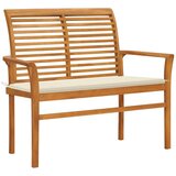 vidaXL Vrtna klop s krem blazino 112 cm trdna tikovina Cene