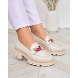 Resti Lacquered cream moccasins with colorful stones Sarin | ePonuda.com