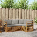  Setovi sofa 4 pcs Prirodna i svijetlo siva Čvrsto drvo akacije | shoptok.hr