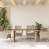  Vrtni stol sa staklenom pločom bež 190 x 80 x 75 cm poliratan | shoptok.hr
