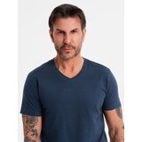 Ombre Men's BASIC classic cotton T-shirt with a v-neck - navy blue | shoptok.hr