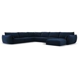 Mazzini Sofas Temno modra žametna kotna sedežna garnitura v obliki črke "U" (levi kot) Vanda – | Shoptok.si