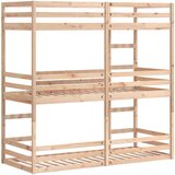 vidaXL Trostruki krevet na kat 75x190 cm od masivne borovine | shoptok.hr