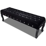 Crna črna klop žametno blago s kristalnimi gumbi | Shoptok.si