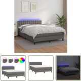 The Living Store Box spring postelja z vzmetnico LED siva 140x190cm umetno usnje - Box Spring Postelja, (21737332) | Shoptok.si