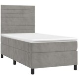  Box spring postelja z vzmetnico LED svetlo siva 90x200 cm žamet, (20937429) | Shoptok.si