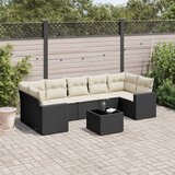 Maison Chic Seti vrtnega pohištva - Vrtna garnitura - Vrtni pohištvo set 8-delna z blazinami črn poli ratan, (21799423) | Shoptok.si