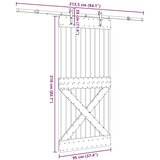 vidaXL Klizna vrata s priborom za montažu 95 x 210 cm masivna borovina | shoptok.hr