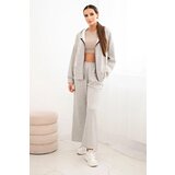 Kesi Włoski Women's set with wide-leg pants and zip-up hoodie gray | shoptok.hr