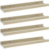 Stenske police 4 kosi bele in sonoma hrast 40x9x3 cm, (20765052) | Shoptok.si