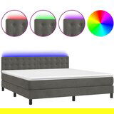 Maison Chic Box spring postelja - Vzmetna postelja z vzmetnico LED temno siva 160x200 cm žamet SL9458, (21904545) | Shoptok.si