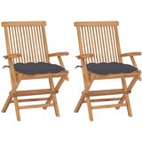 Maison Chic Vrtni stoli - Stol za vrt z antracitnimi blazinami 2 kosa trdna tikovina JS2068, (21876758) | Shoptok.si