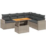 Maison Chic Seti vrtnega pohištva - Vrtna garnitura - Vrtni pohištvo set 7-delna z blazinami siv poli ratan, (21803607) | Shoptok.si