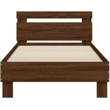  Okvir za krevet s uzglavljem i LED svjetlima boja smeđeg hrasta Smeđa 90 x 190 cm | shoptok.hr