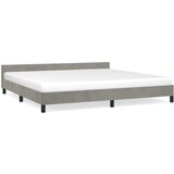 The Living Store Posteljni okvir z vzglavjem svetlo siv 200x200 cm žamet - Posteljni Okvir Z Vzglavjem, (21492728) | Shoptok.si