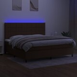 Krevet box spring s madracem LED tamnosmeđi 200x200 cm tkanina | Eponuda.com