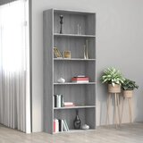 Furnova Knjižna omara 5-nadstropna siva sonoma 80x30x189 cm konstr. les, (21932995) Cene
