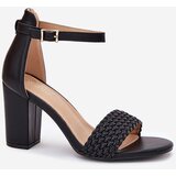 EVENTO Women's Heeled Sandals with Woven Strap Black Asdine | Shoptok.si