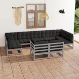 The Living Store Vrtna sedežna garnitura 9-delna z blazinami siva borovina - Vrtna Sedežna Garnitura, (21469725) | Shoptok.si