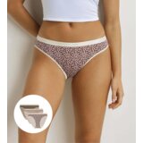 DIM LES POCKETS COTTON SLIP 3x - Women's cotton panties 3 pcs - light brown - cream Cene