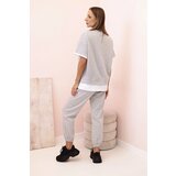Kesi Włoski Women's butter set with short sleeves and pants grey | shoptok.hr