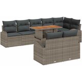 vidaXL set vrtnih sofa od 9 komada s jastučićima Siva Poli ratan, dvosjed vrtna sofa s pohranom i jastučićima Siva Poli ratan | shoptok.hr