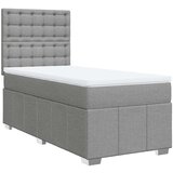 vidaXL Box spring postelja z vzmetnico svetlo siva 90x190 cm blago | Shoptok.si
