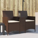 Maison Chic Vrtni kavč - Zunanji kavč dvosed z mizo in blazinami rjav poli ratan, (22041957) | Shoptok.si
