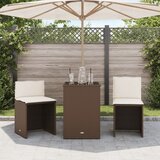  3-dijelni bistro set s jastucima smeđi od poliratana | shoptok.hr