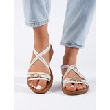 Shelvt White women's sandals with thick soles | Shoptok.si