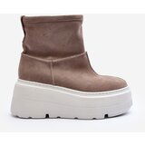 Zazoo Women's Leather Platform Boots with Straps 1752 Beige | shoptok.hr