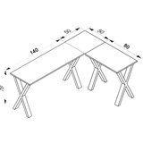 MID.YOU Kotna Pisalna Miza Lona, Barva Hrasta, Srebrna, 190x130cm | Shoptok.si