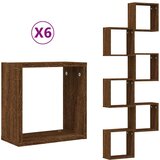 vidaXL Zidne kockaste police 6 kom smeđi hrast 30x15x30 cm | shoptok.hr