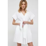 Emporio Armani Pamučna haljina boja: bijela, mini, širi se prema dolje