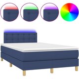 vidaXL Box spring postelja z vzmetnico LED modra 120x190 cm blago, (21128713) | Shoptok.si