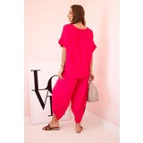 Kesi Włoski Viscose blouse + pants set fuchsia | Shoptok.si