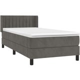Box spring postelja z vzmetnico temno siva 100x200 cm žamet, (20726734) | Shoptok.si